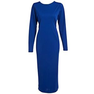LONG SLEEVE ROYAL BLUE BODY-CON DRESS!!